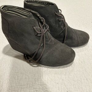🌟BOGO🌟 Buy 1, Get 1 1/2 off!!  Tom’s Grey Suede Wedge Booties